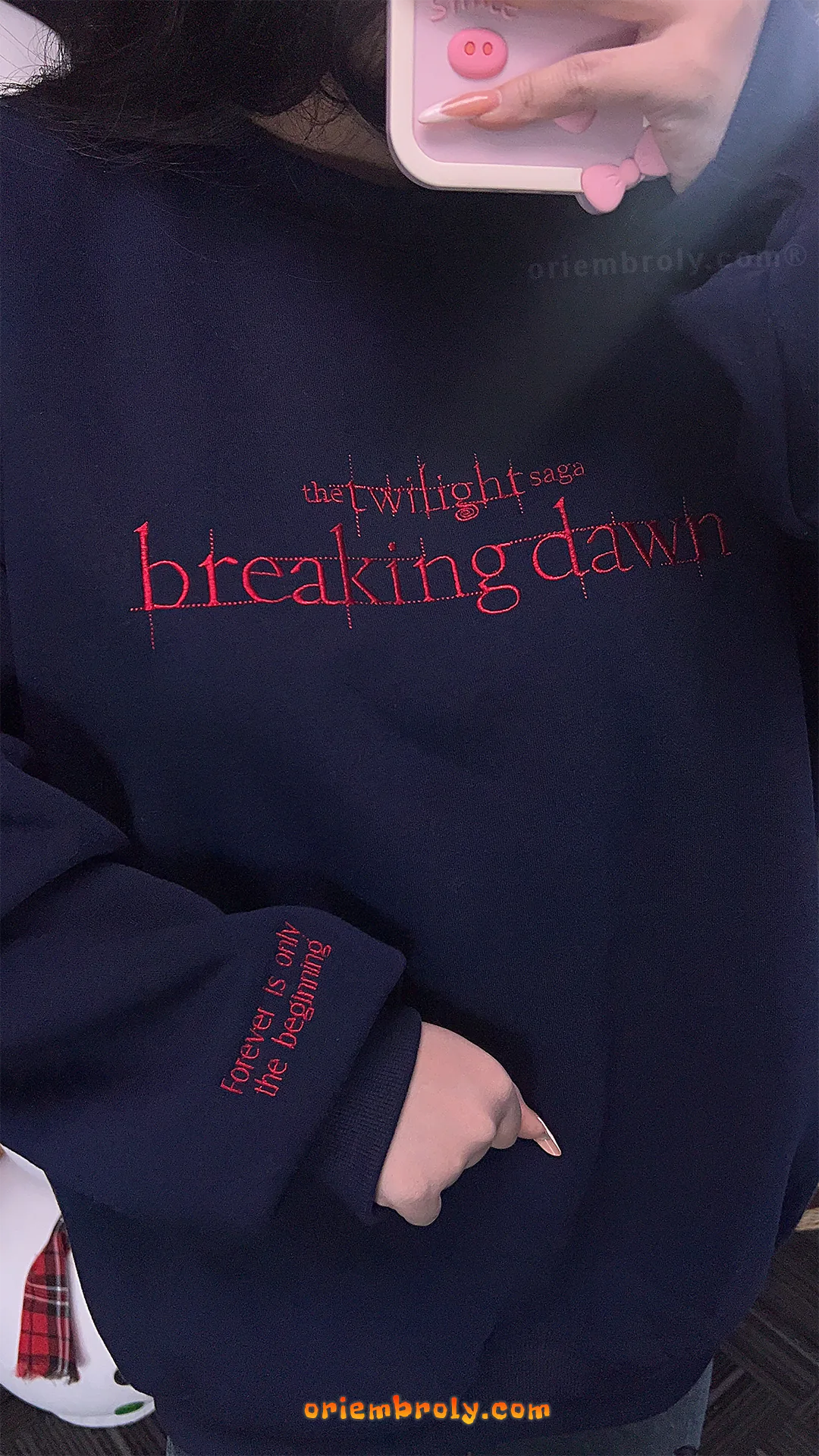 Literary-inspired embroidered crewneck sweatshirt