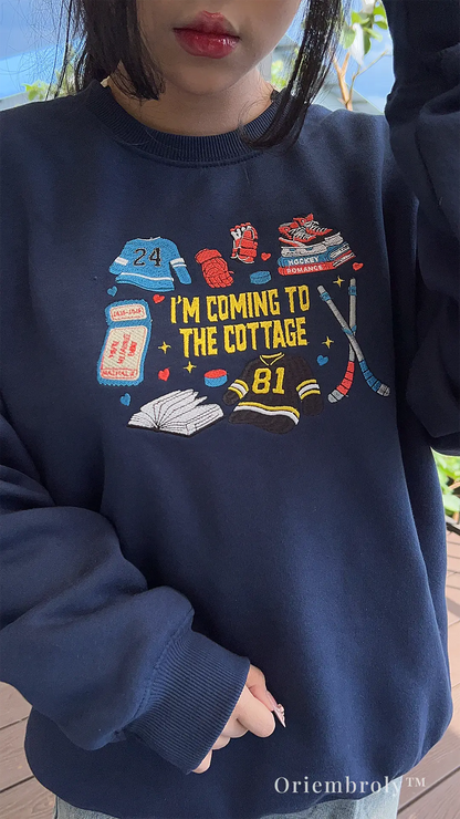embroidered sweatshirt for hockey romance book lovers