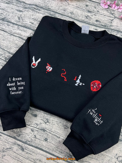 Twilight inspired embroidered sweatshirt design