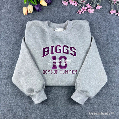 Boys of Tommen Biggs 10 grey embroidered varsity sweatshirt