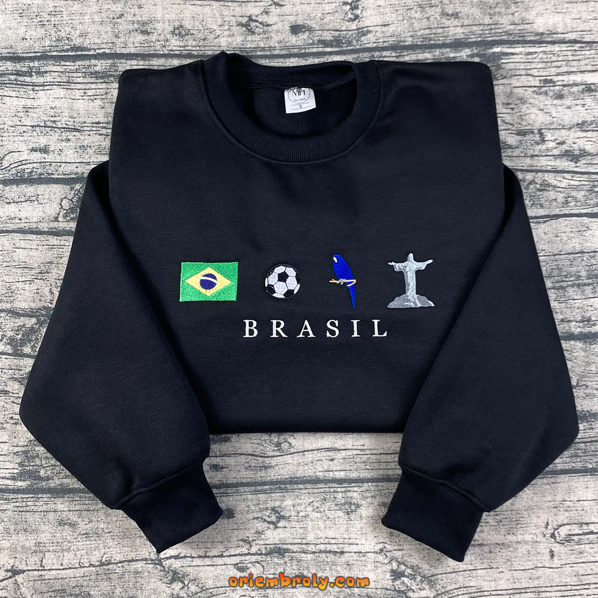 Brazil Icons Embroidered Sweatshirt with flag and soccer ball