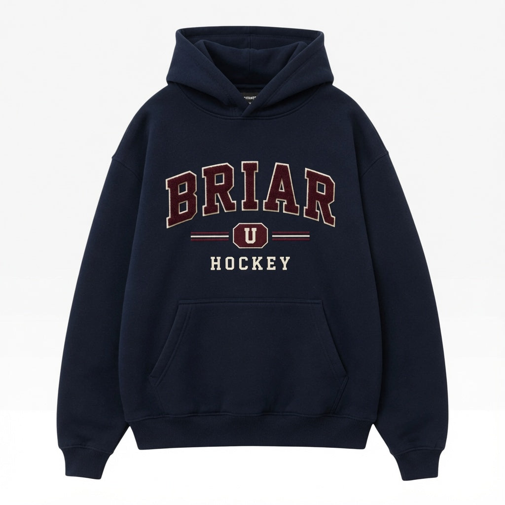 Briar U varsity embroidered hoodie for book lovers
