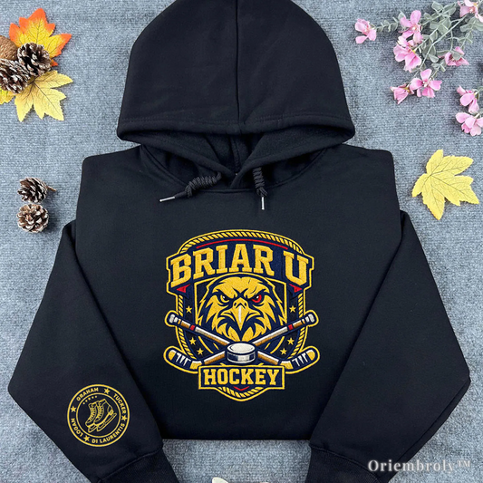 Briar University hoodie embroidered college hockey design