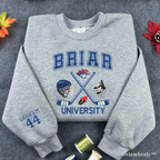 Briar University hockey embroidered sweatshirt Graham 44 design