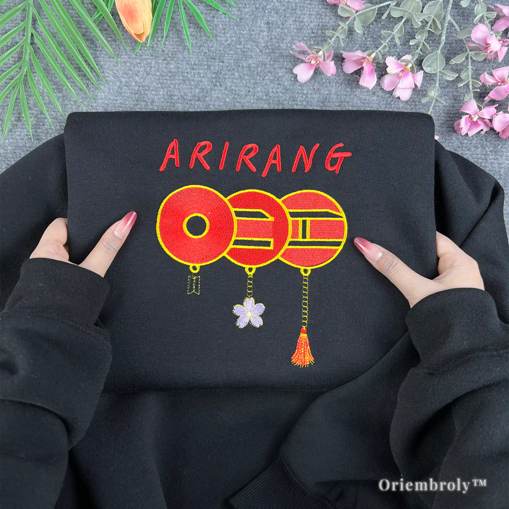 Perfect BTS concert outfit idea: Black sweatshirt with premium red Bangtan logo embroidery