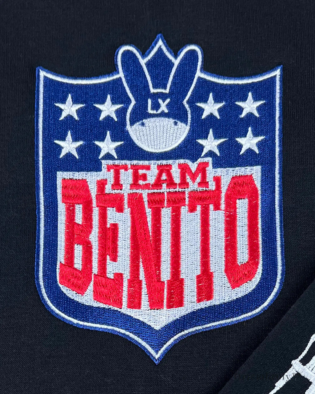 Varsity TEAM BENITO lettering with star details