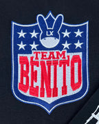 Varsity TEAM BENITO lettering with star details