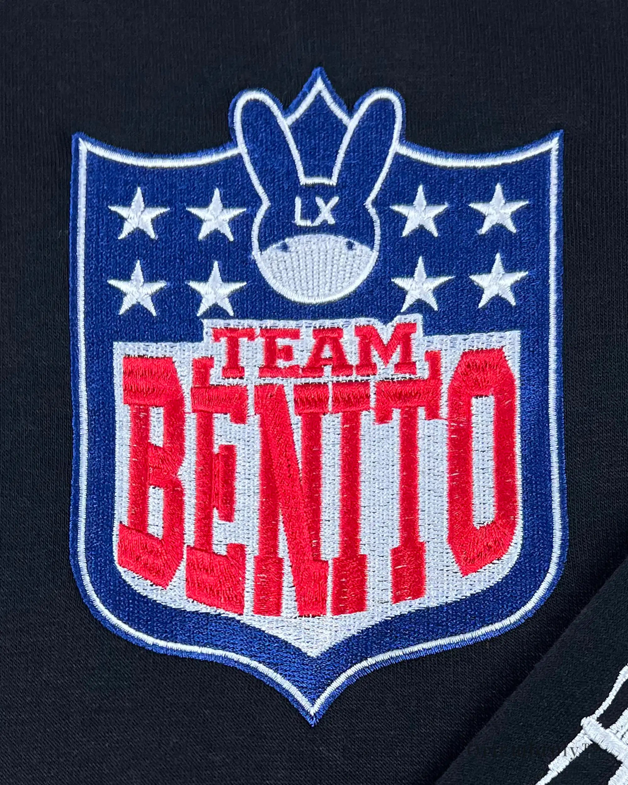 Varsity TEAM BENITO lettering with star details