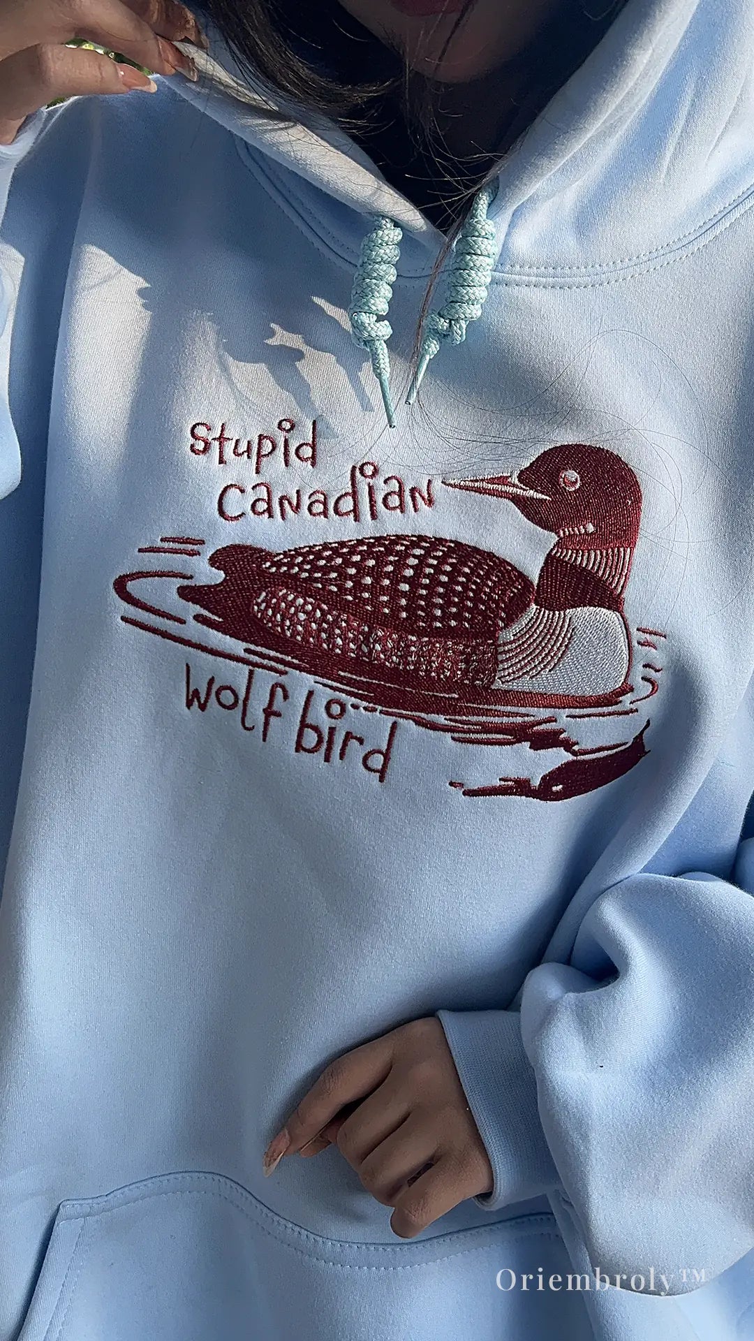 Canadian loon bird embroidery on crewneck