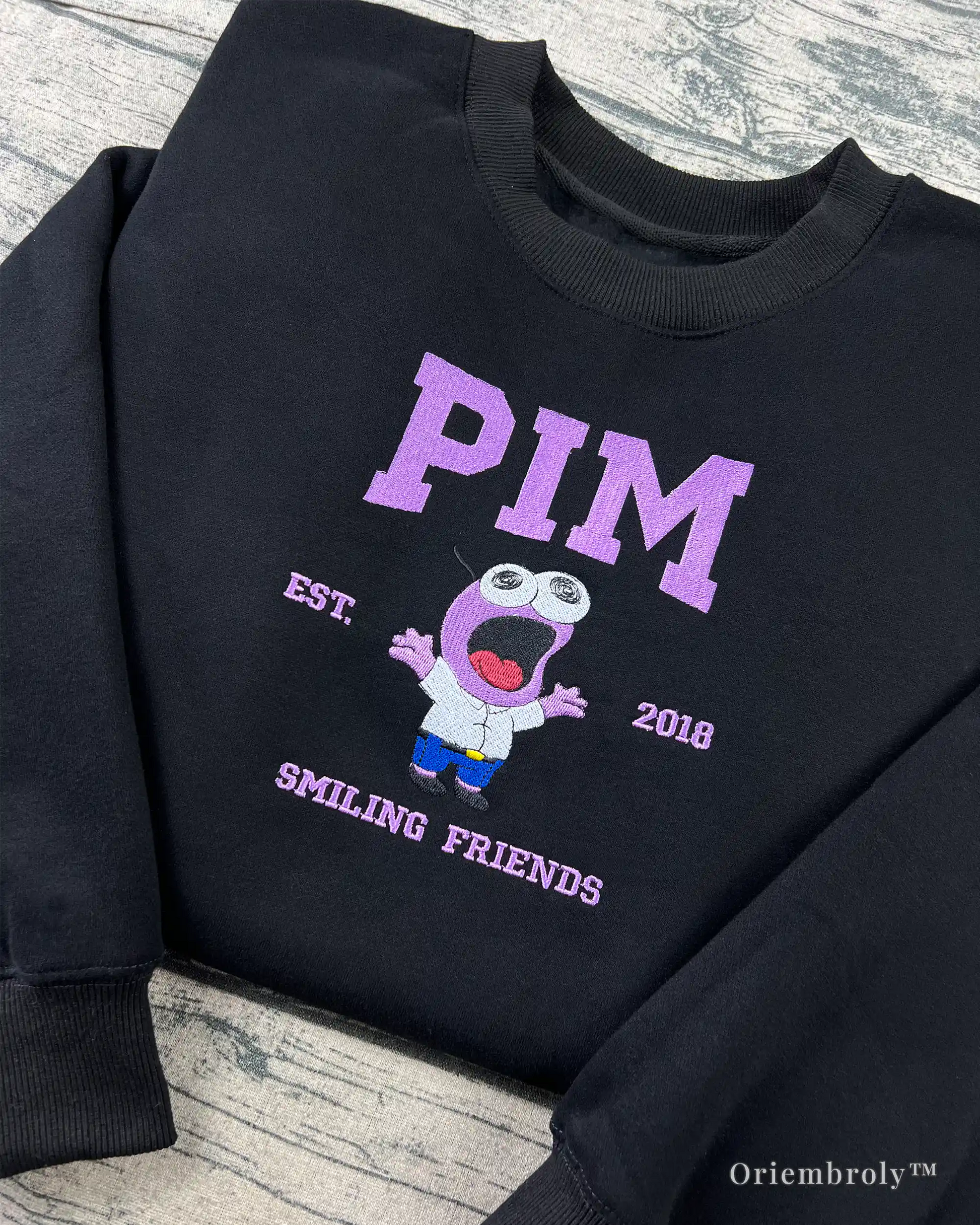 high density satin stitch cartoon embroidery detail