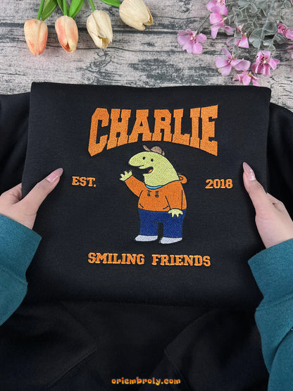 Charlie black crewneck unisex sweatshirt