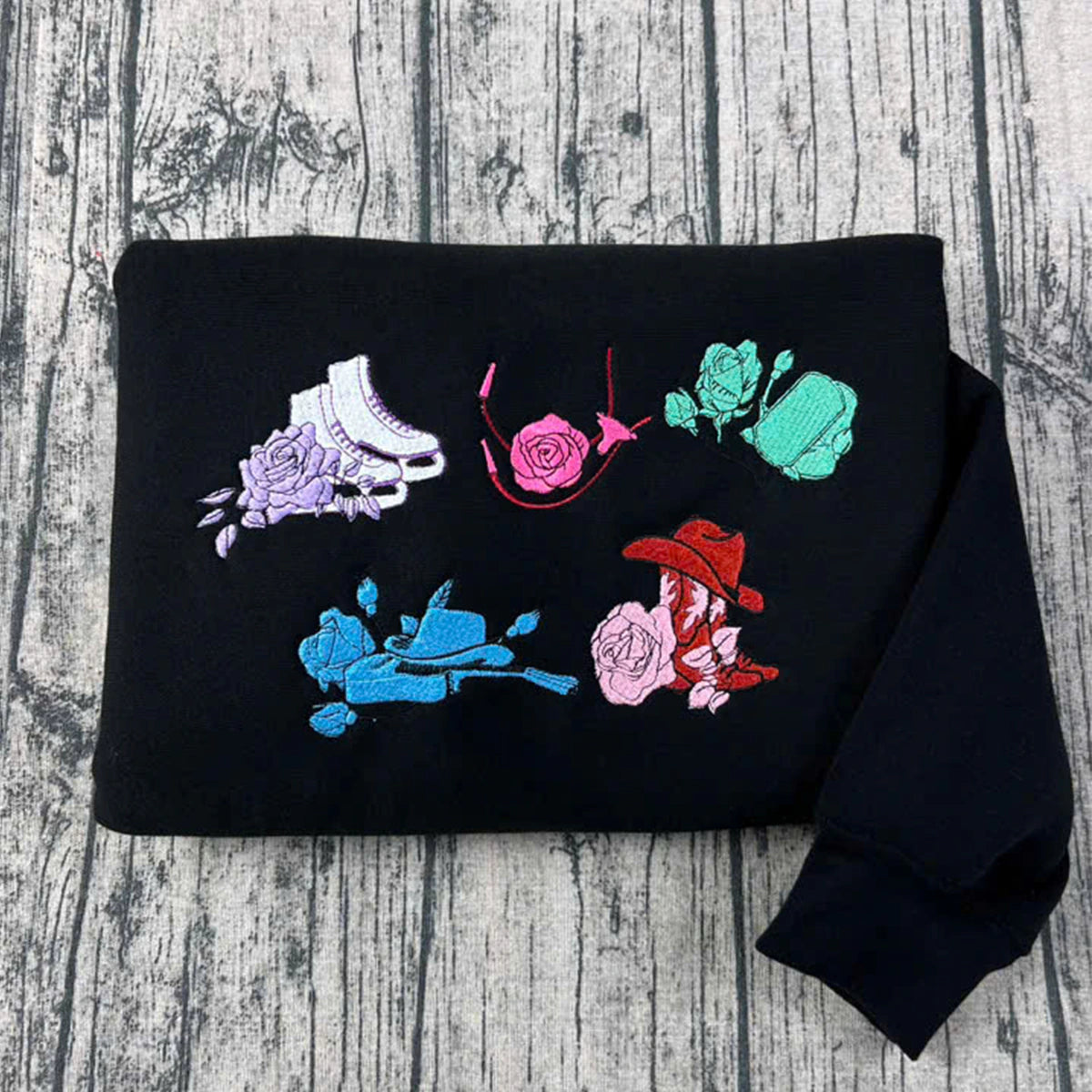 Chestnut Springs embroidered sweatshirt featuring Flawless, Heartless, Hopeless, and more from Elsie Silver