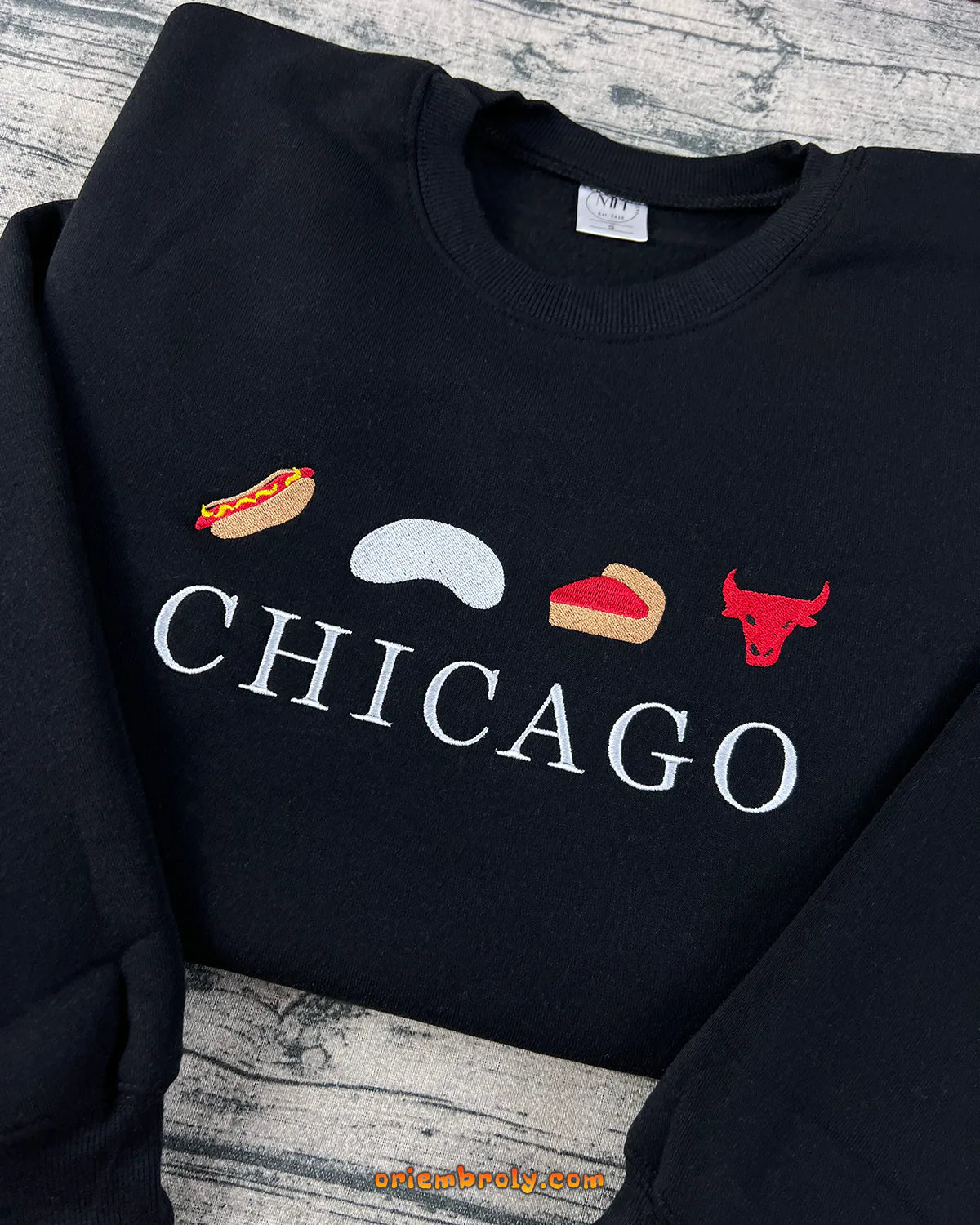 Chicago food icons embroidered crewneck unisex