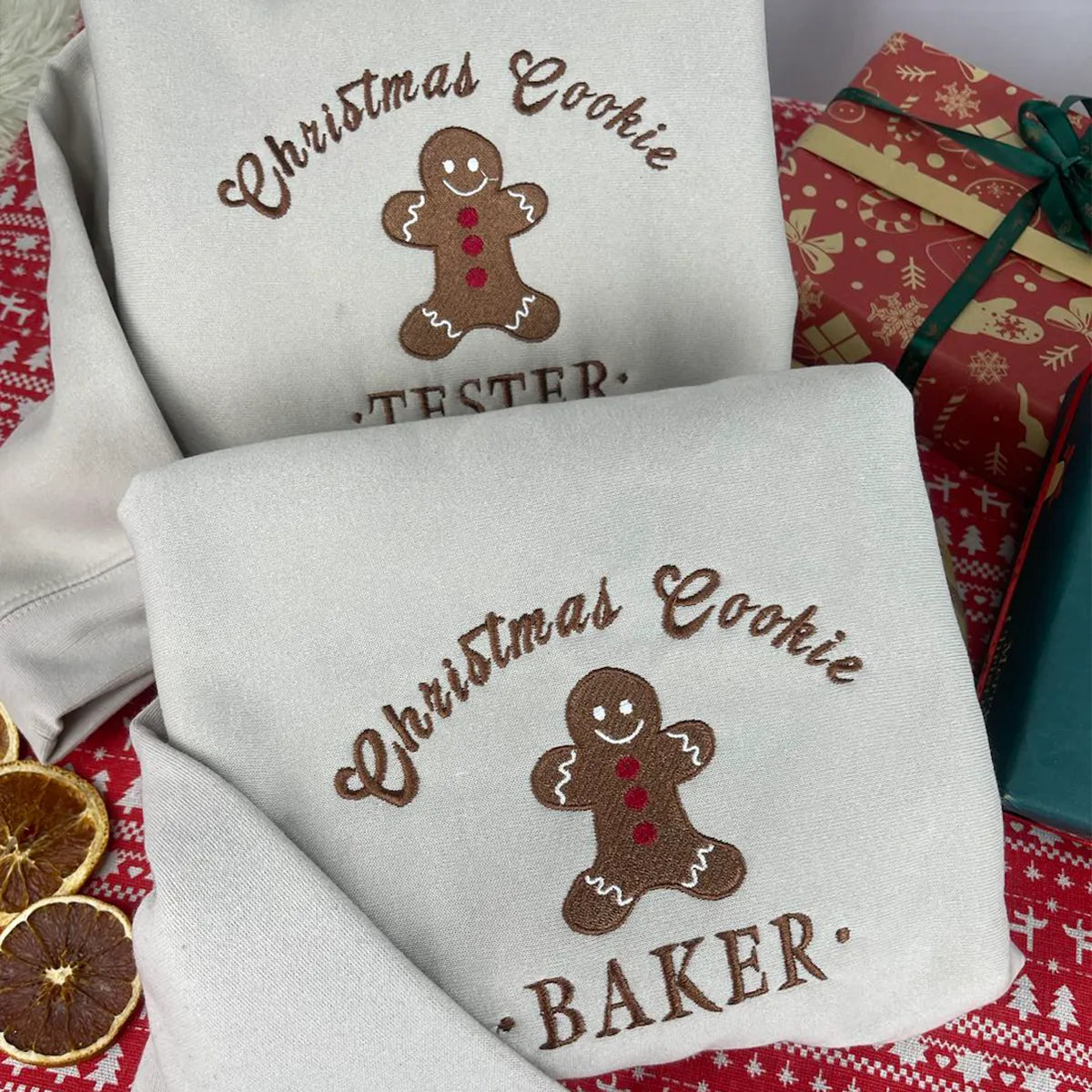 Christmas Cookie Baker embroidered sweatshirt for holiday baking lovers