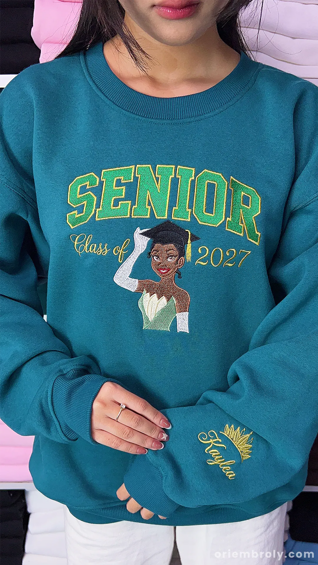 Class of 2027 graduation sweatshirt with chest embroidery