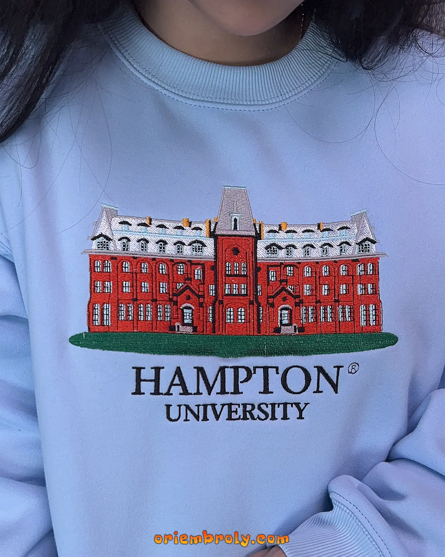 Embroidered Hampton University fan apparel