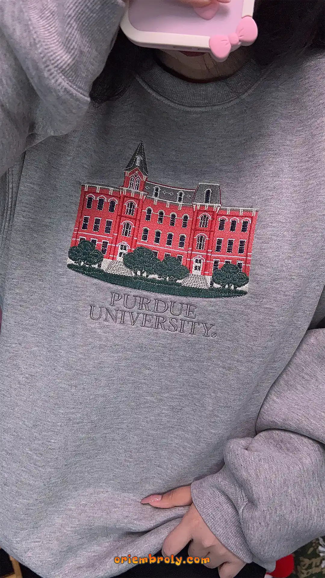 Purdue campus style embroidered sweatshirt