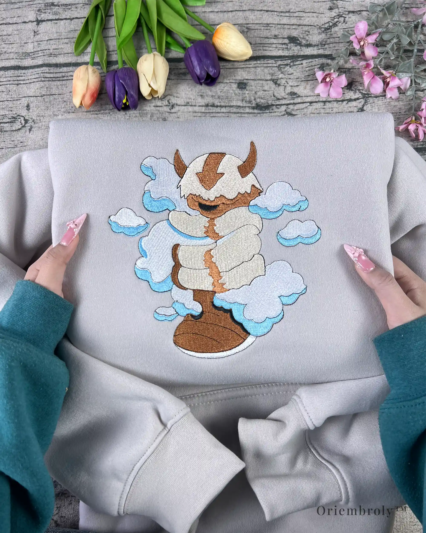 light blue and white cloud embroidery texture