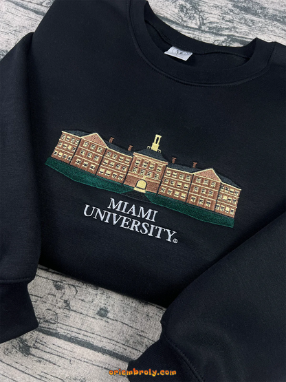 Collegiate style embroidered university crewneck
