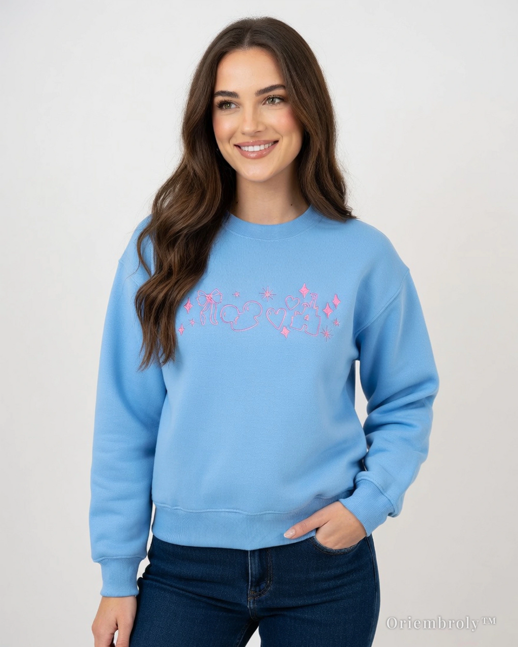 coquette aesthetic outfit with pink embroidered sweatshirt