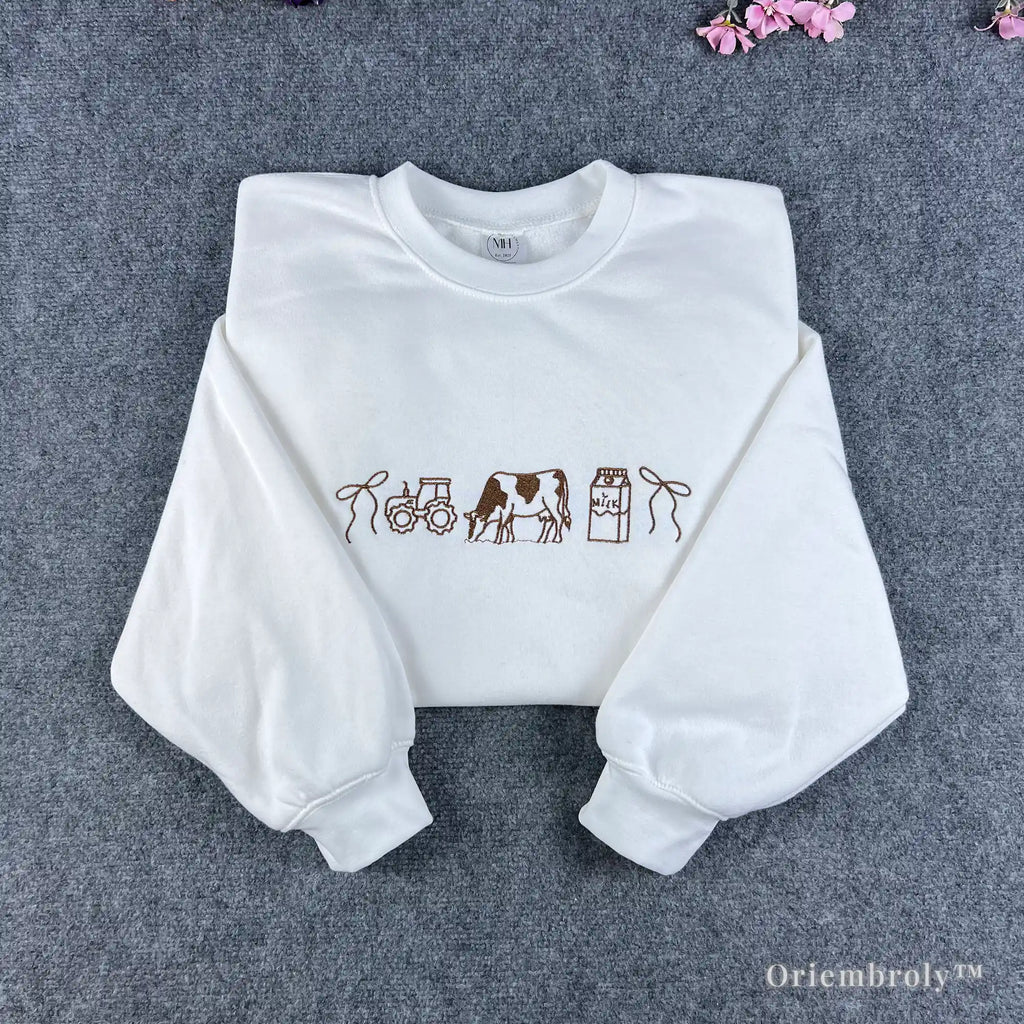 coquette sweatshirt aesthetic embroidered crewneck for women