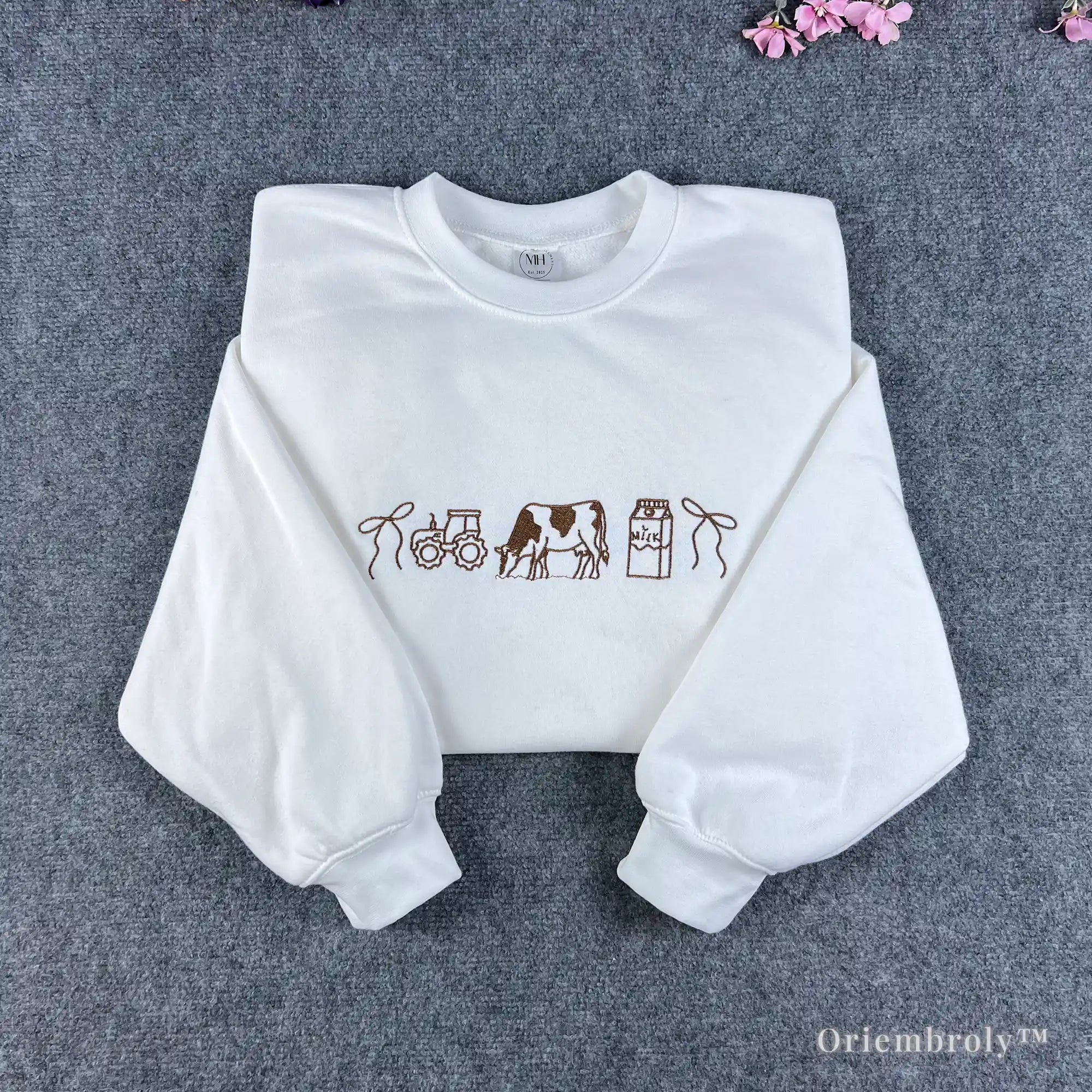 coquette sweatshirt aesthetic embroidered crewneck for women