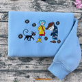 Coraline Embroidered Sweatshirt, Button Eye Hoodie, Spooky Halloween Gift, Aesthetic Coraline Movie Crewneck