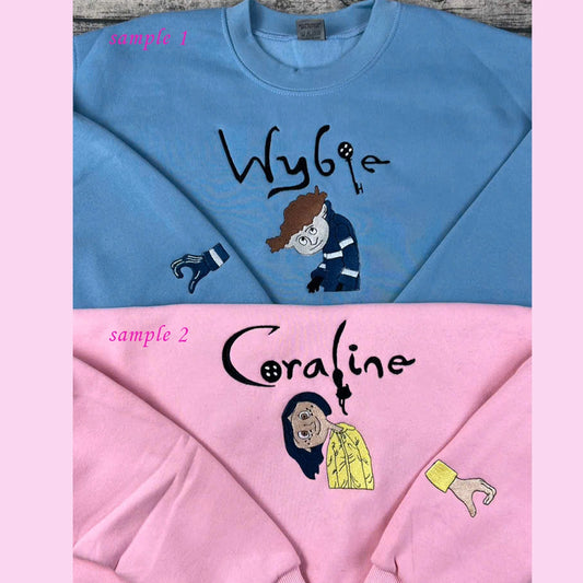 Coraline embroidered shirt halloween