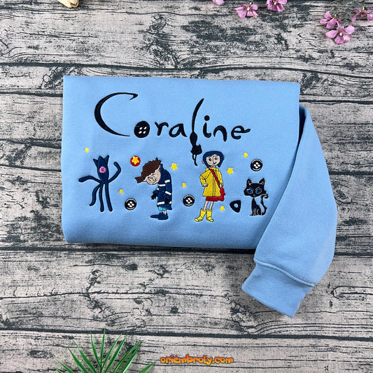 Cute spooky Coraline fall sweatshirt