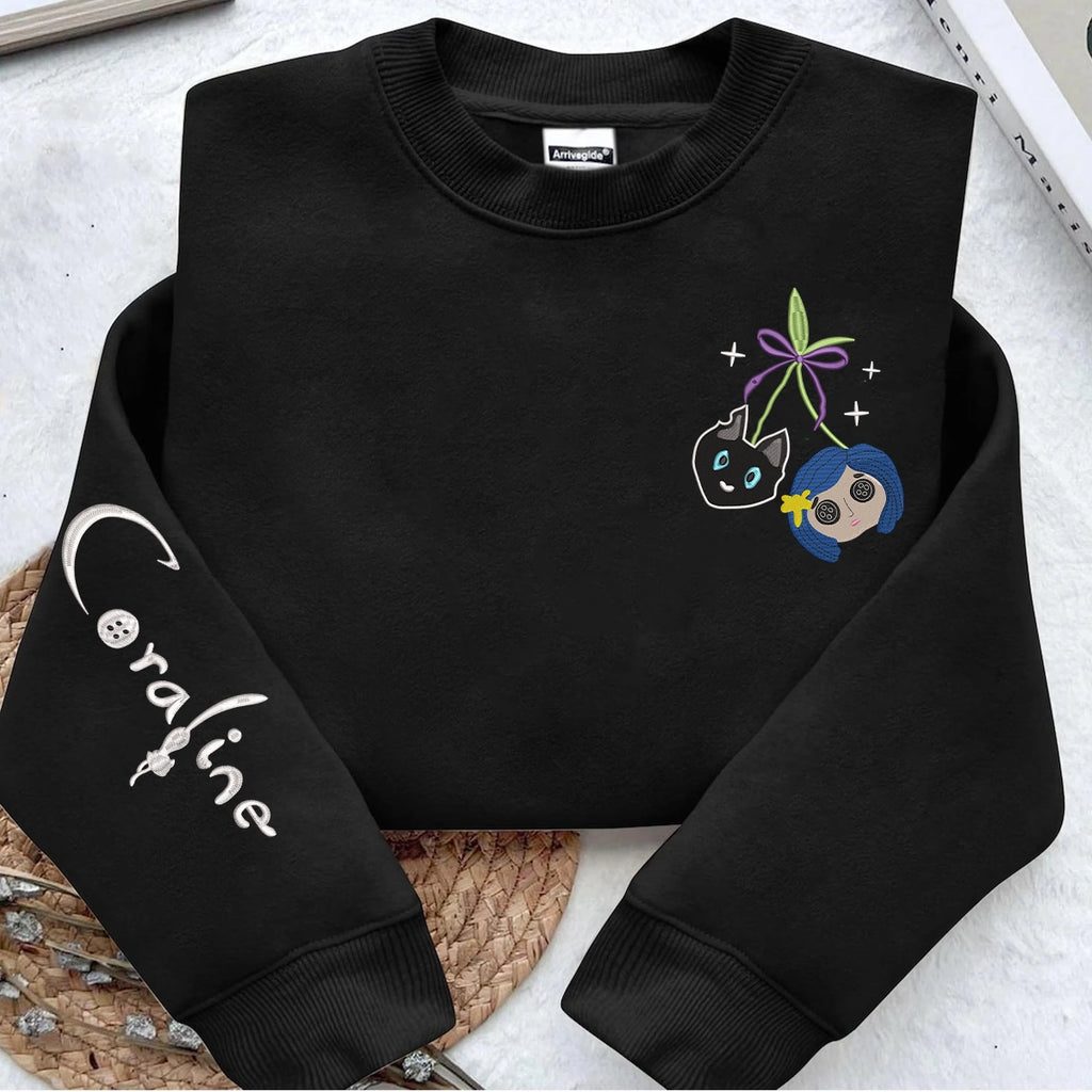 Halloween couple outfit embroidered scary doll sweater