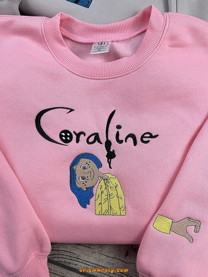 Animated horror movie embroidery inspired by Coraline