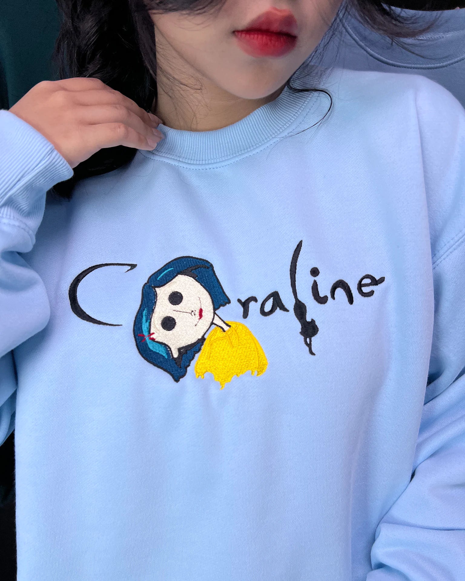 Coraline and Wybie couple matching sweatshirt, Halloween and Valentine’s Day gift