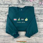 Costa Rica sloth embroidered sweatshirt unisex
