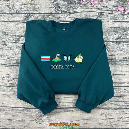 Costa Rica sloth embroidered sweatshirt unisex