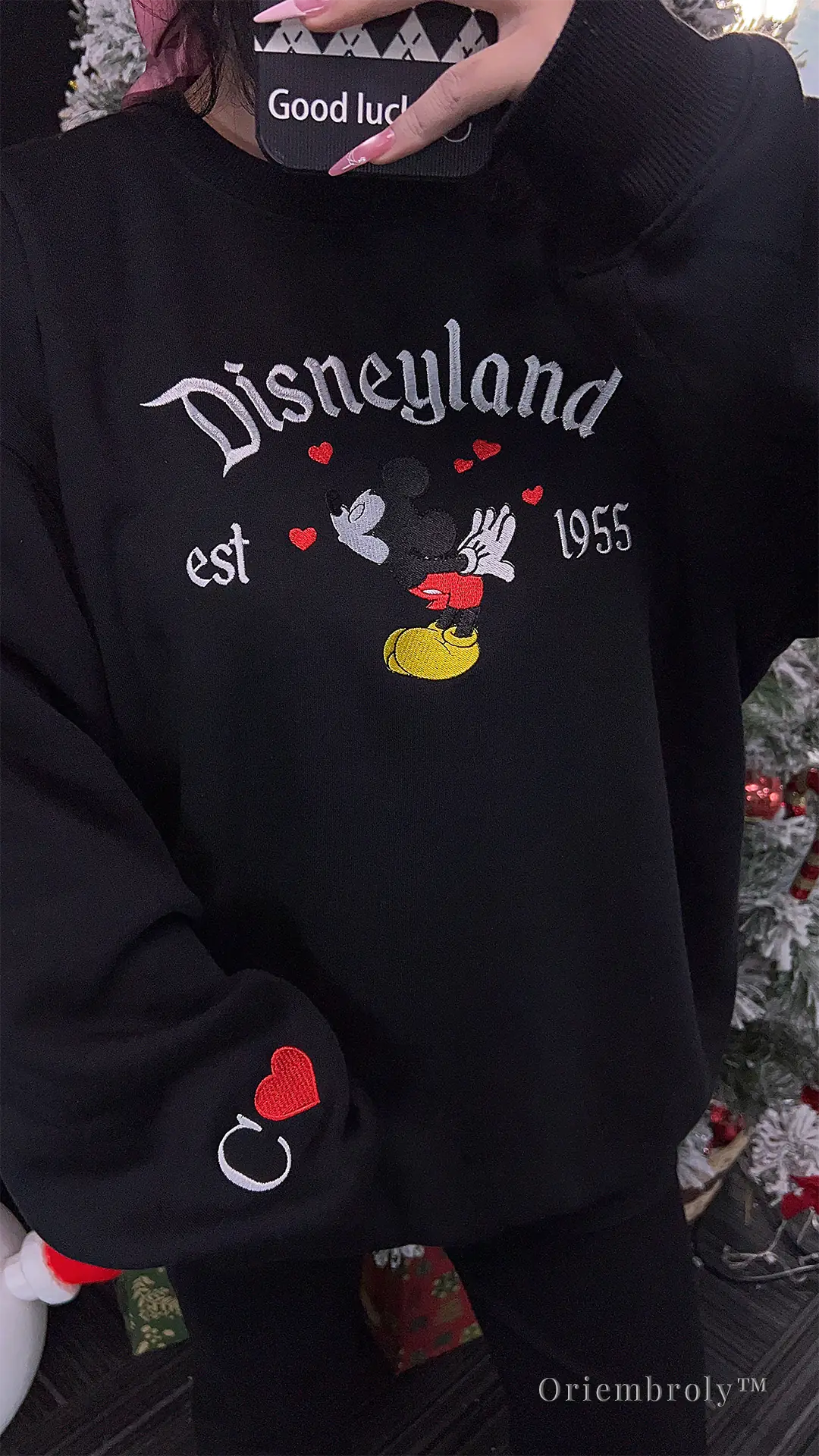Matching couple cartoon embroidered crewneck