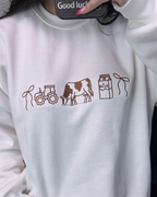 cow embroidered sweatshirt cottagecore farm design
