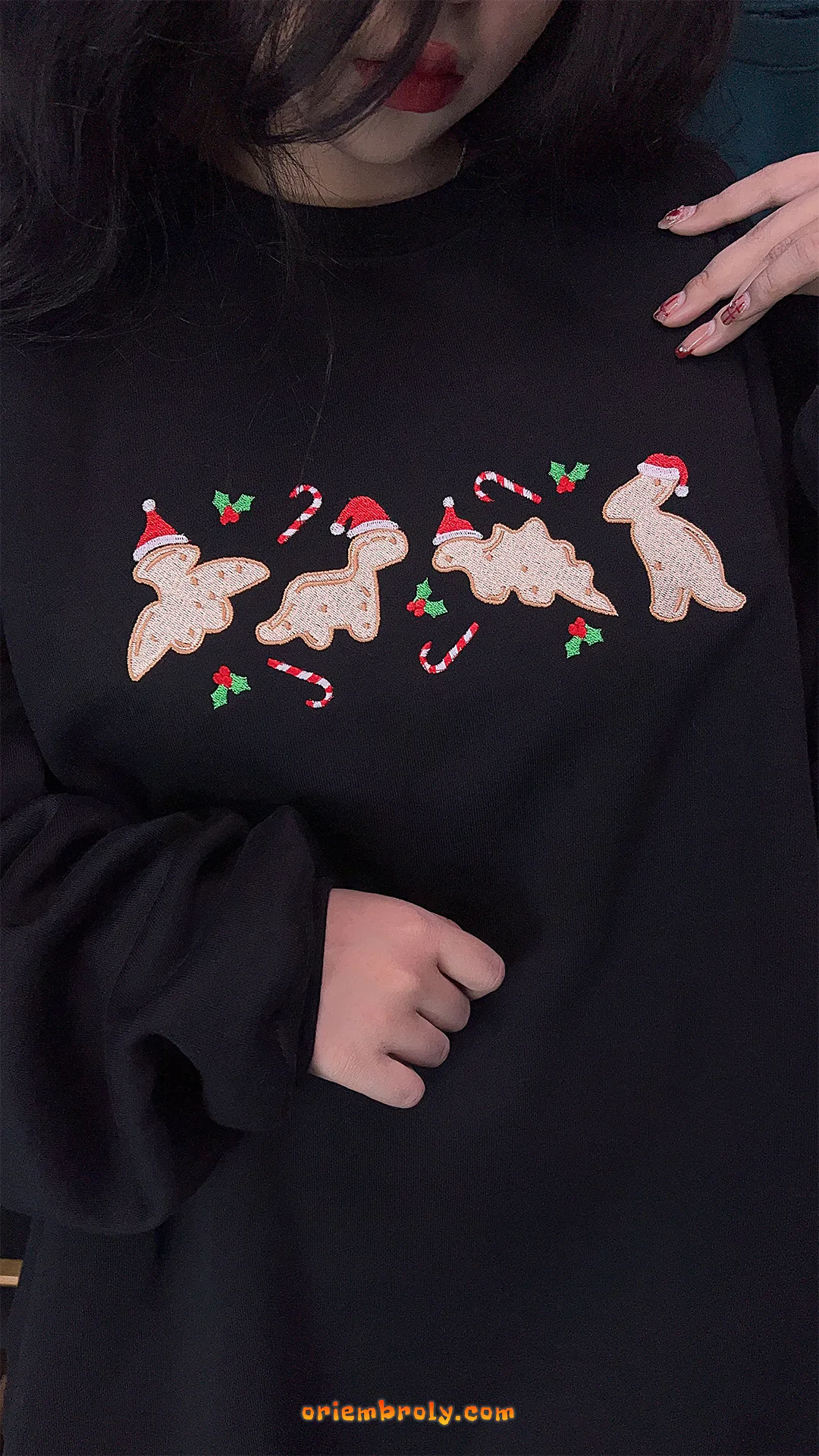 Gingerbread cake dino themed Christmas sweatshirt