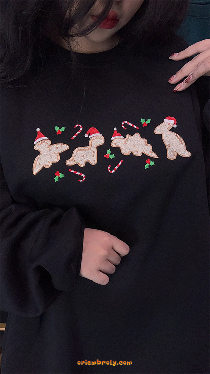 Gingerbread cake dino themed Christmas sweatshirt