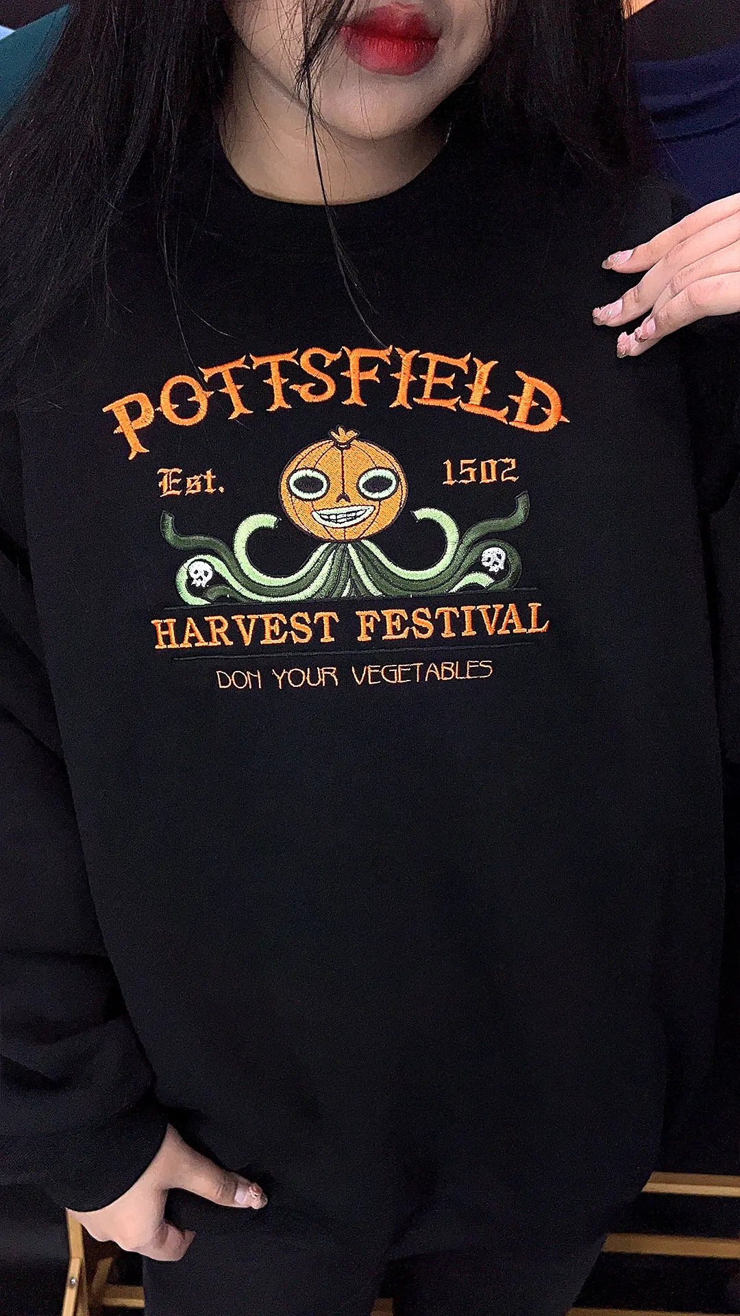 Cozy Pottsfield embroidered sweatshirt – autumn harvest festival Halloween crewneck