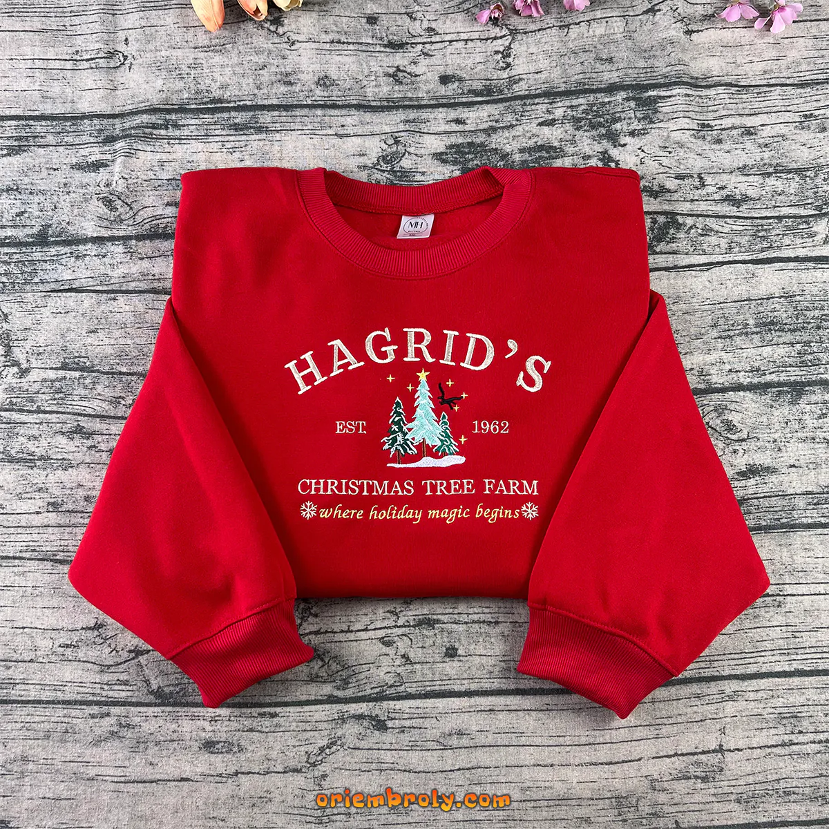 Hagrid Christmas tree farm embroidered sweatshirt