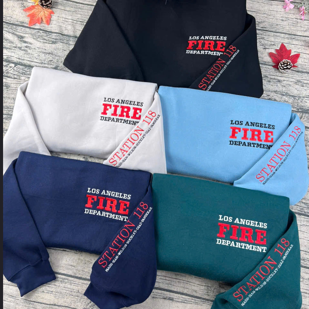 Embroidered 9-1-1 TV show Fire Department Crewneck Sweatshirt