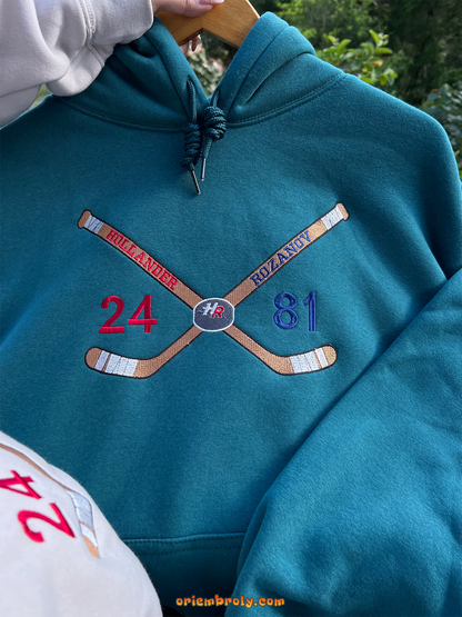 Unisex hockey style embroidered crewneck