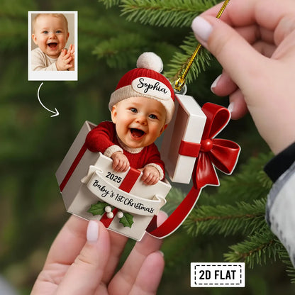 Acrylic photo ornament for newborn holiday gift