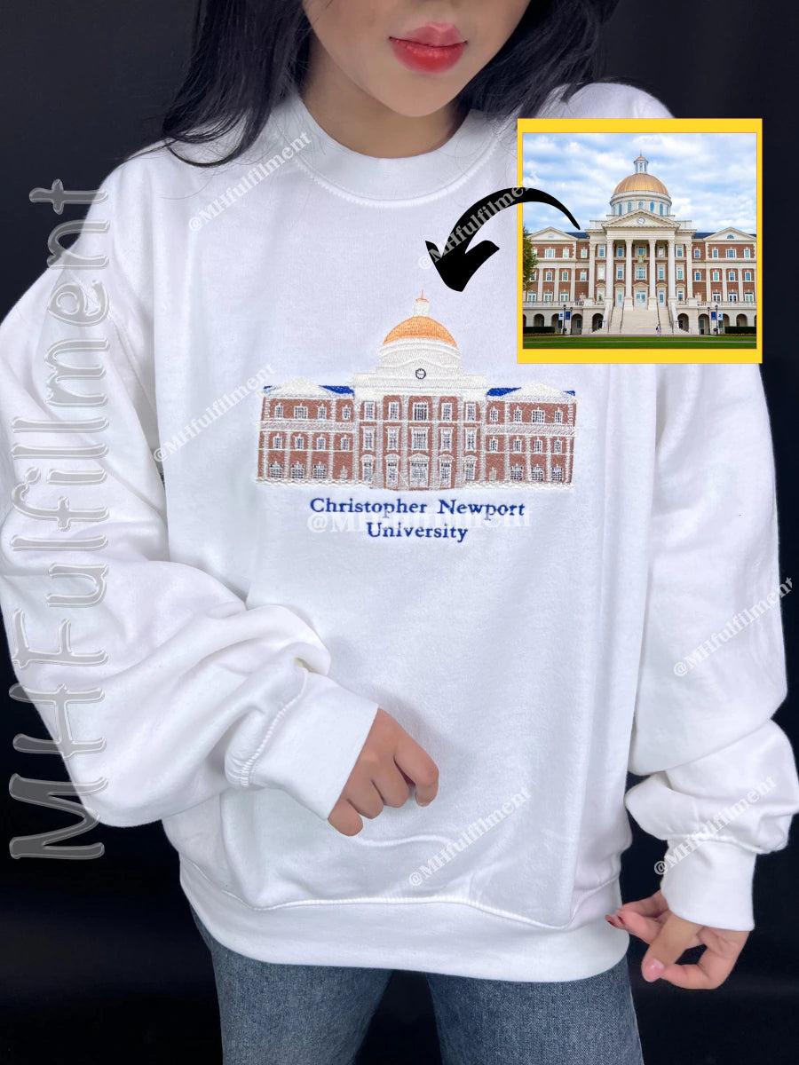 Custom embroidered college sweatshirt — great graduation or back-to-school gift