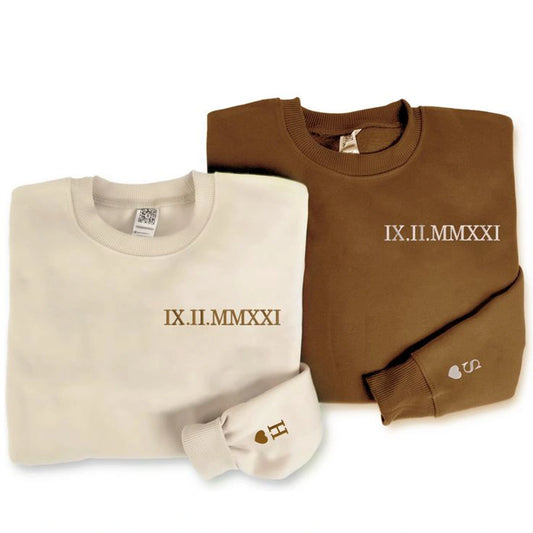 Custom date Roman numeral hoodie for couples, personalized Valentine’s Day gift