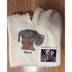 Custom dog face embroidered sweatshirt with personalized pet portrait design