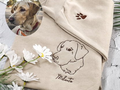 Personalized embroidered dog portrait hoodie – Custom pet keepsake gift