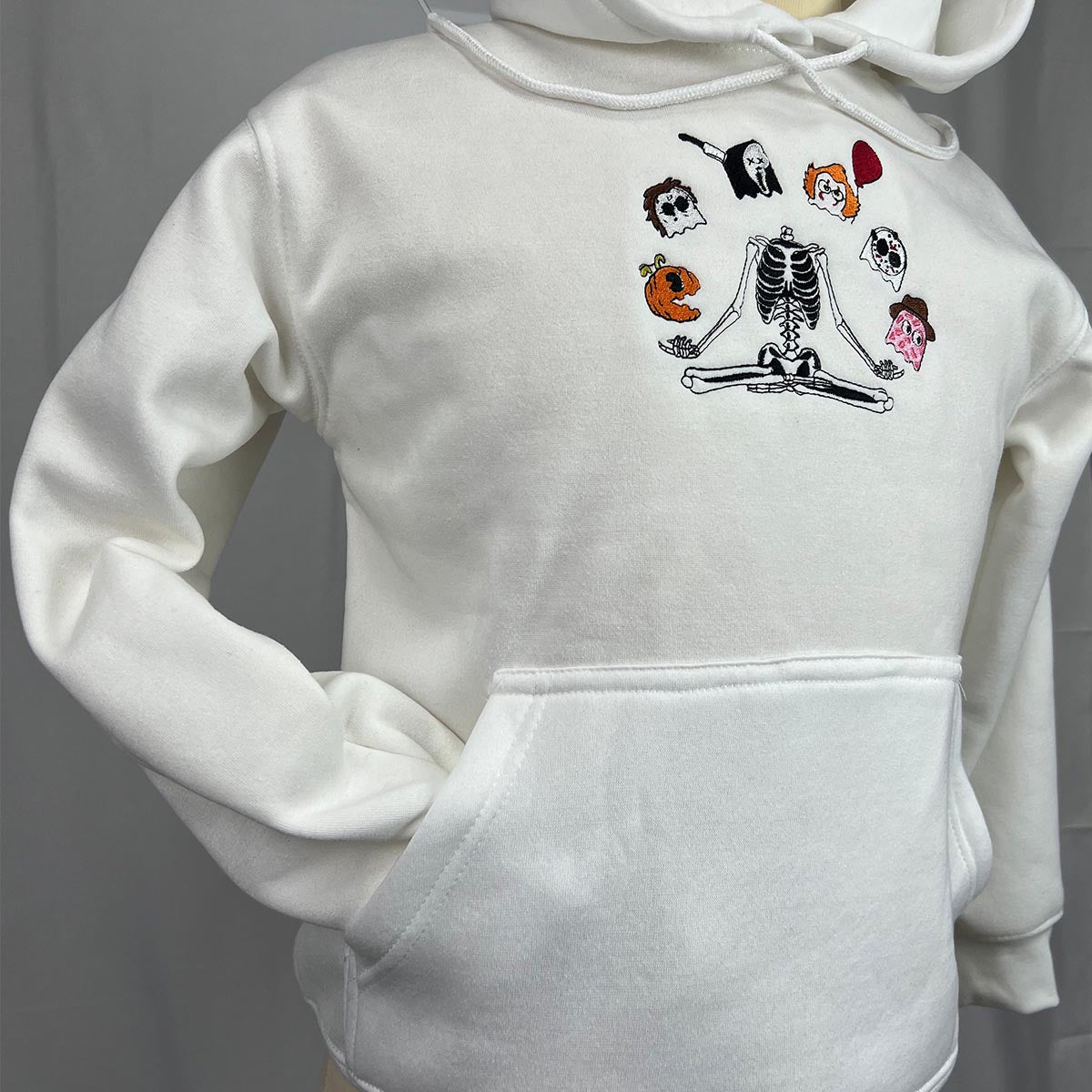 Custom embroidered Halloween gang owl sweatshirt in minimalist style