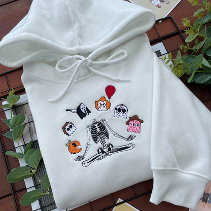 Custom embroidered Halloween gang owl sweatshirt in minimalist style