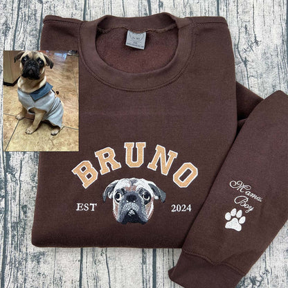 Custom Embroidered Sweatshirt/Hoodie/T-shirt with "Bruno" Pet Portrait